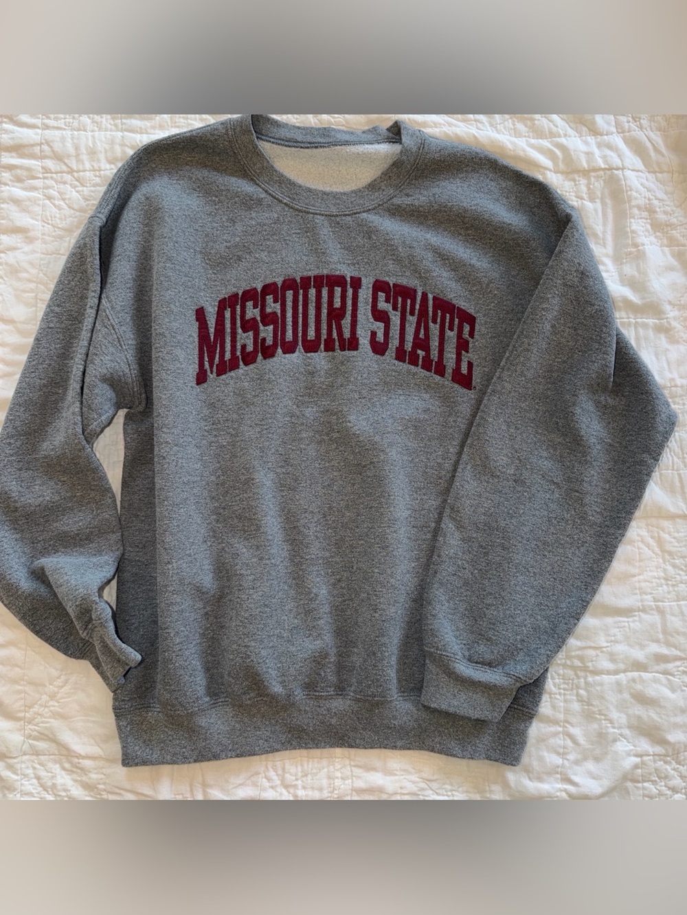 Missouri State Gray Crewneck Sweatshirt with Maroon Lettering